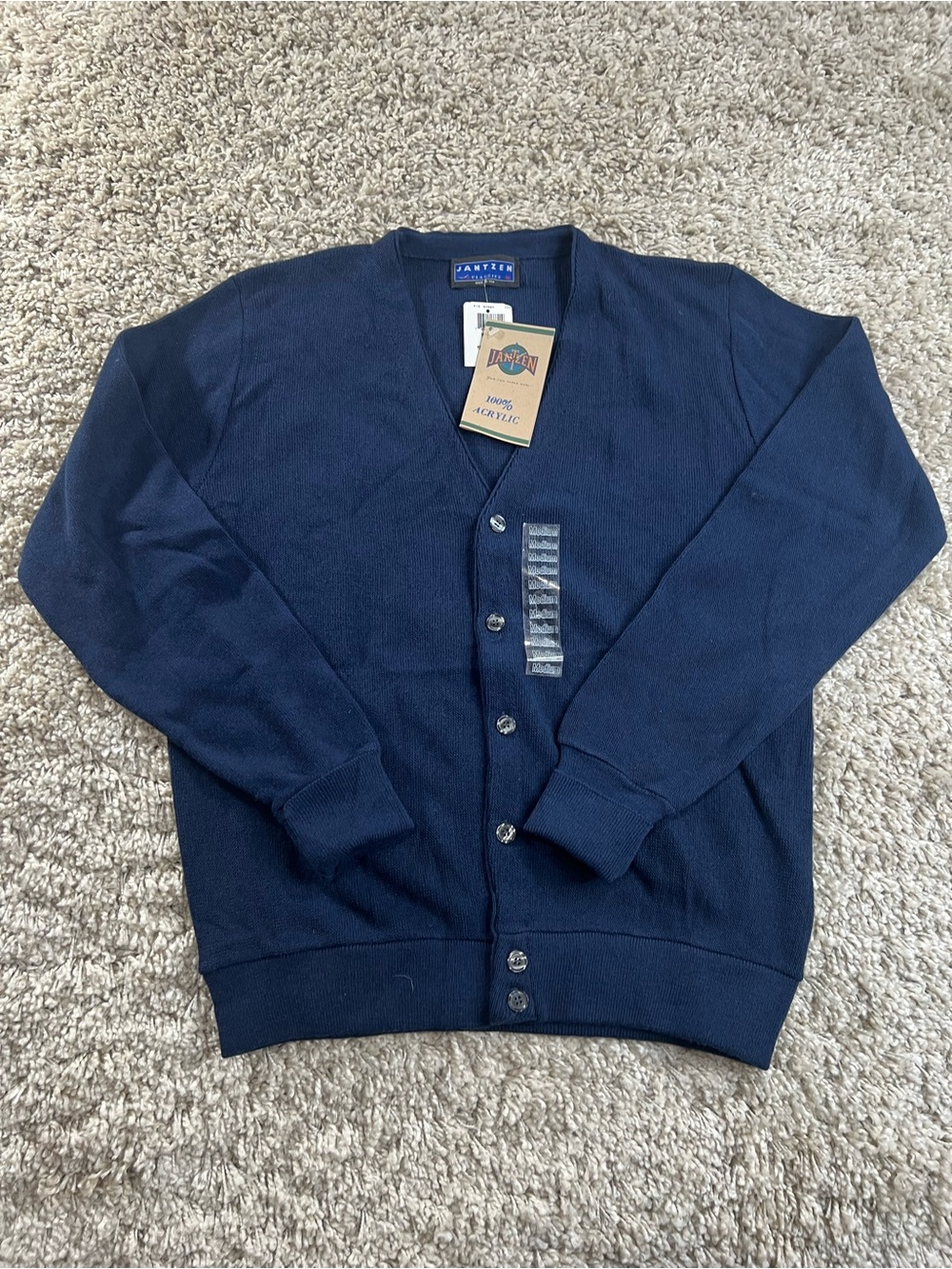 Jantzen Navy V-Neck Cardigan Sweater - Men's medium